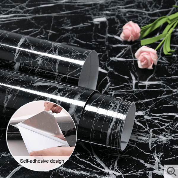Papier peint auto - adhésif en marbre noir - ZINAMI.SHOP
